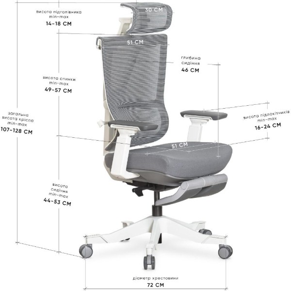 Фото - Кресло офисное Mealux S6 Air Fabric Grey White (HF-S6 F/GW)